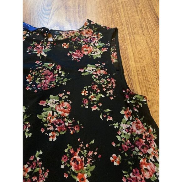 Apt. 9 women's sleeveless black foral lined career/casual blouse size small - Picture 2 of 9
